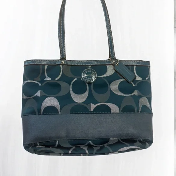 Coach - Blue and Silver Bag - Small Canvas - 14 inch length and 9 inches height - Picture 2 of 10